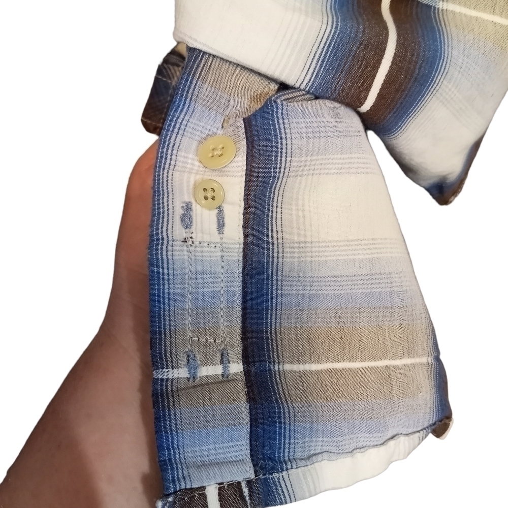 Horny Toad Blue / Brown Plaid Button-up Long Sleeve Men's Shirt Size Large - Picture 9 of 12